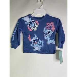 Disney Lilo and Stitch Blue Long Sleeve Top Blouse Kids Girls Size 2T